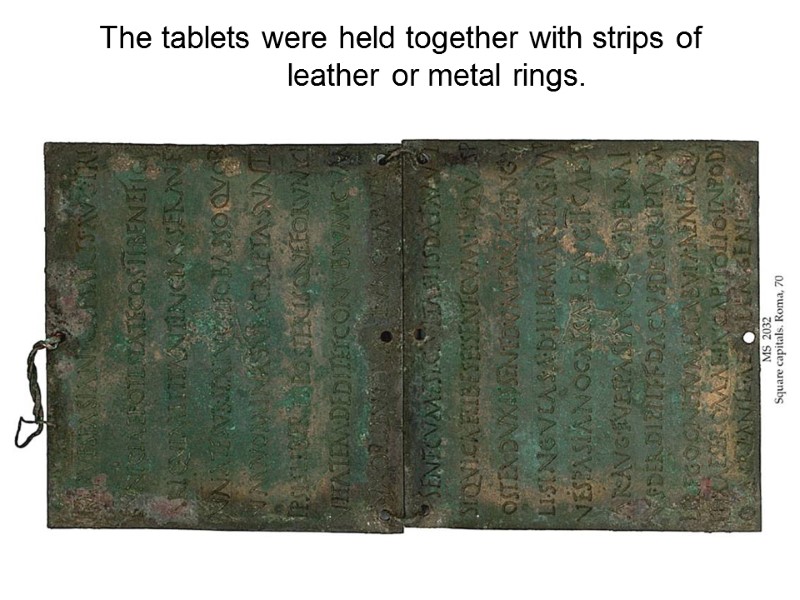 The tablets were held together with strips of leather or metal rings.